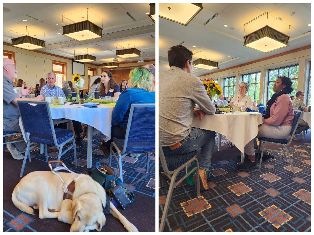 People talking at their tables during the startup meeting